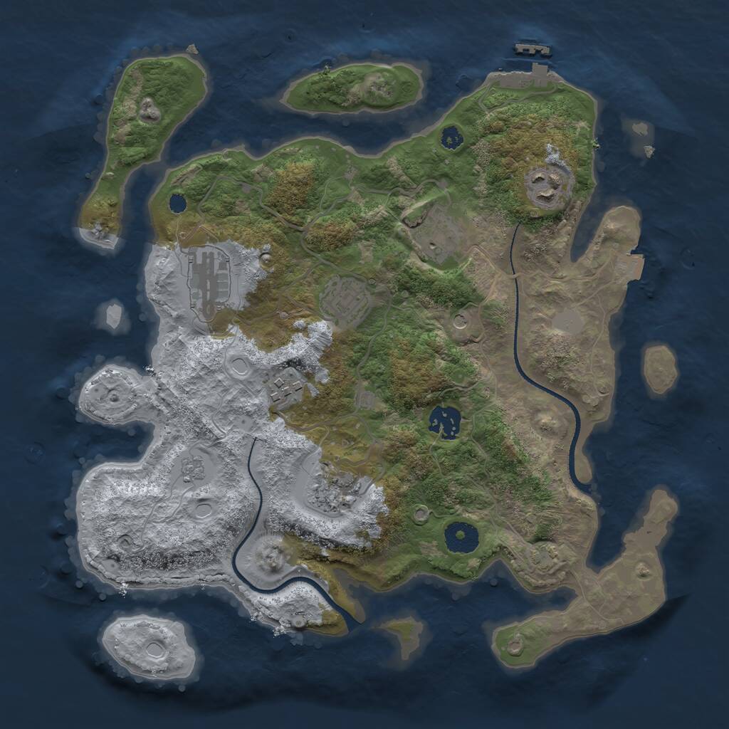 Rust Map: Procedural Map, Size: 3300, Seed: 2119633300, 12 Monuments