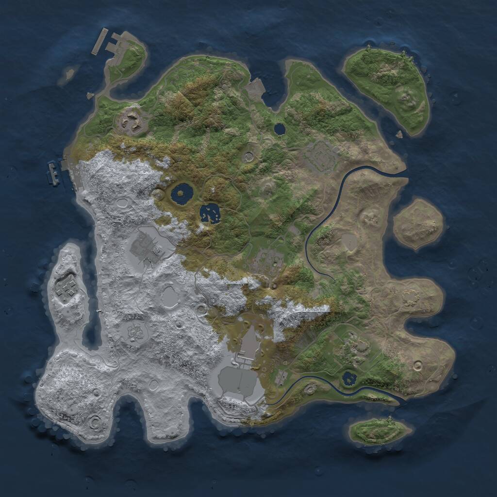 Rust Map: Procedural Map, Size: 3500, Seed: 1707966071, 14 Monuments