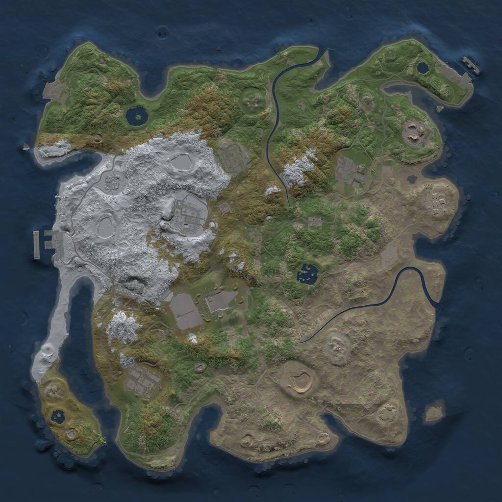 Rust Map: Procedural Map, Size: 3600, Seed: 477807, 14 Monuments
