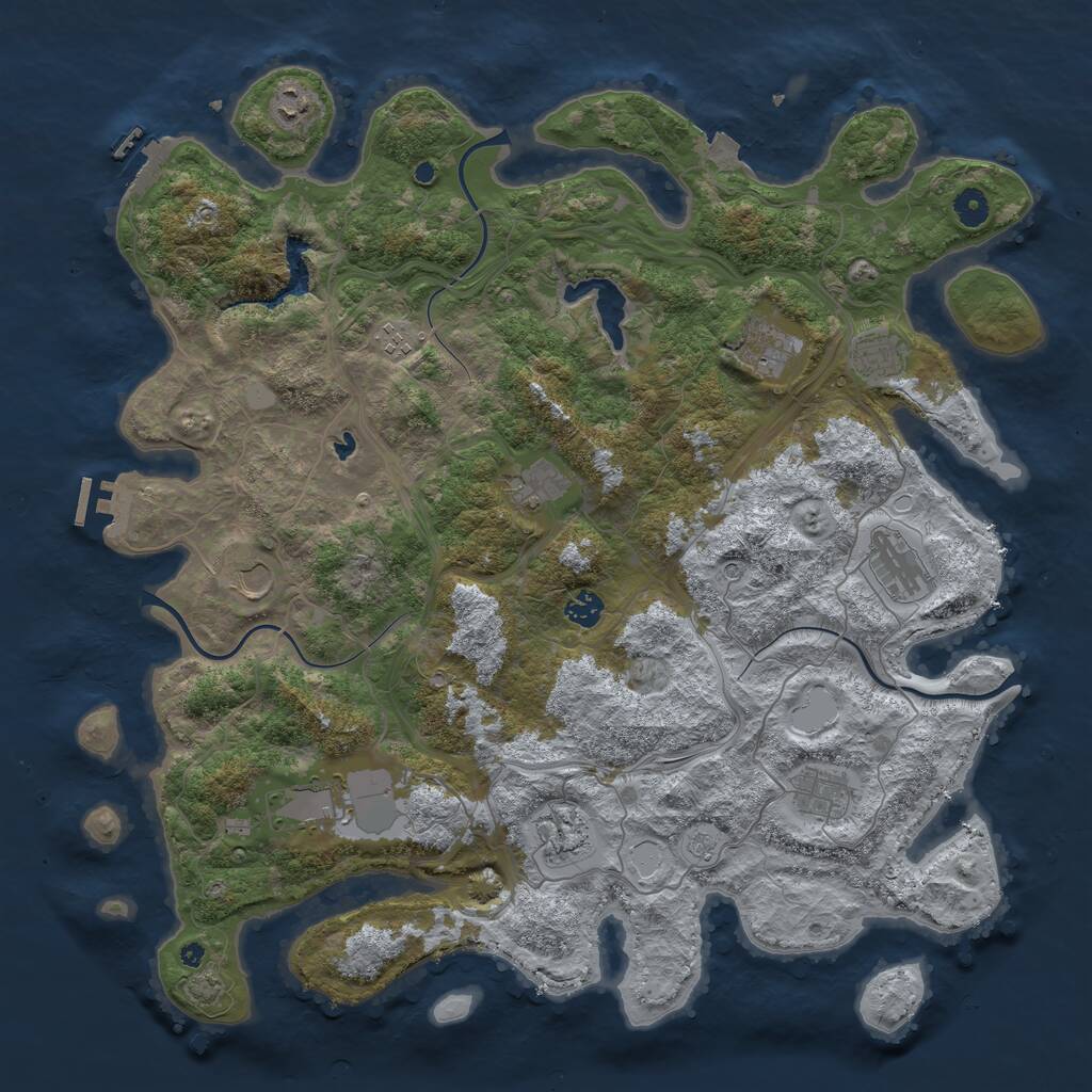 Rust Map: Procedural Map, Size: 4501, Seed: 1220313770, 17 Monuments