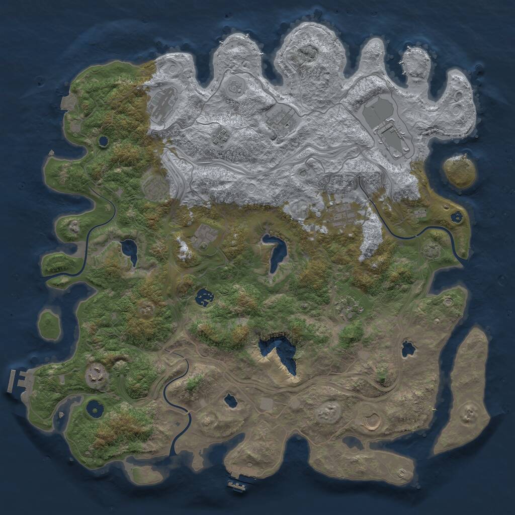 Rust Map: Procedural Map, Size: 4500, Seed: 1893059986, 17 Monuments