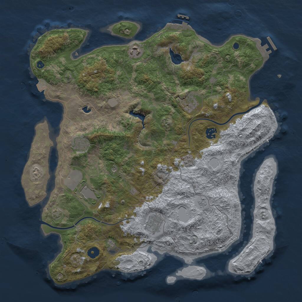 Rust Map: Procedural Map, Size: 4000, Seed: 141821666, 13 Monuments