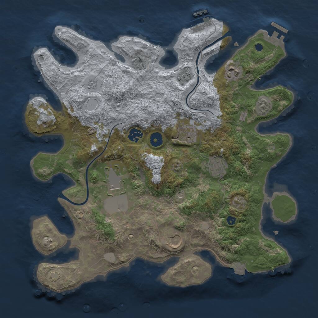 Rust Map: Procedural Map, Size: 3500, Seed: 2035682338, 13 Monuments