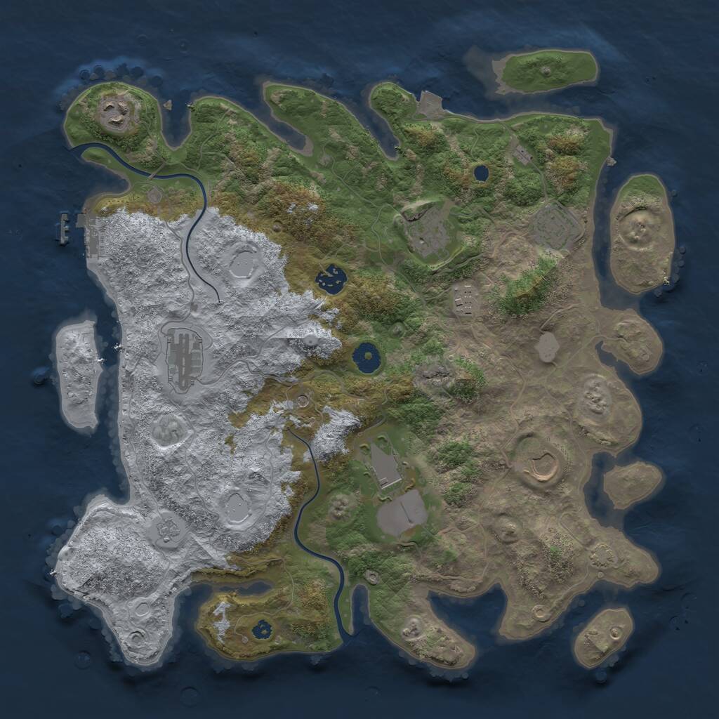 Rust Map: Procedural Map, Size: 3800, Seed: 1305464536, 13 Monuments