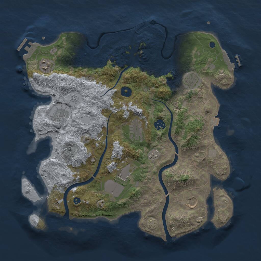 Rust Map: Procedural Map, Size: 3650, Seed: 60409734, 14 Monuments