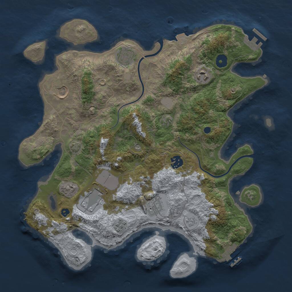 Rust Map: Procedural Map, Size: 3500, Seed: 2017138899, 13 Monuments