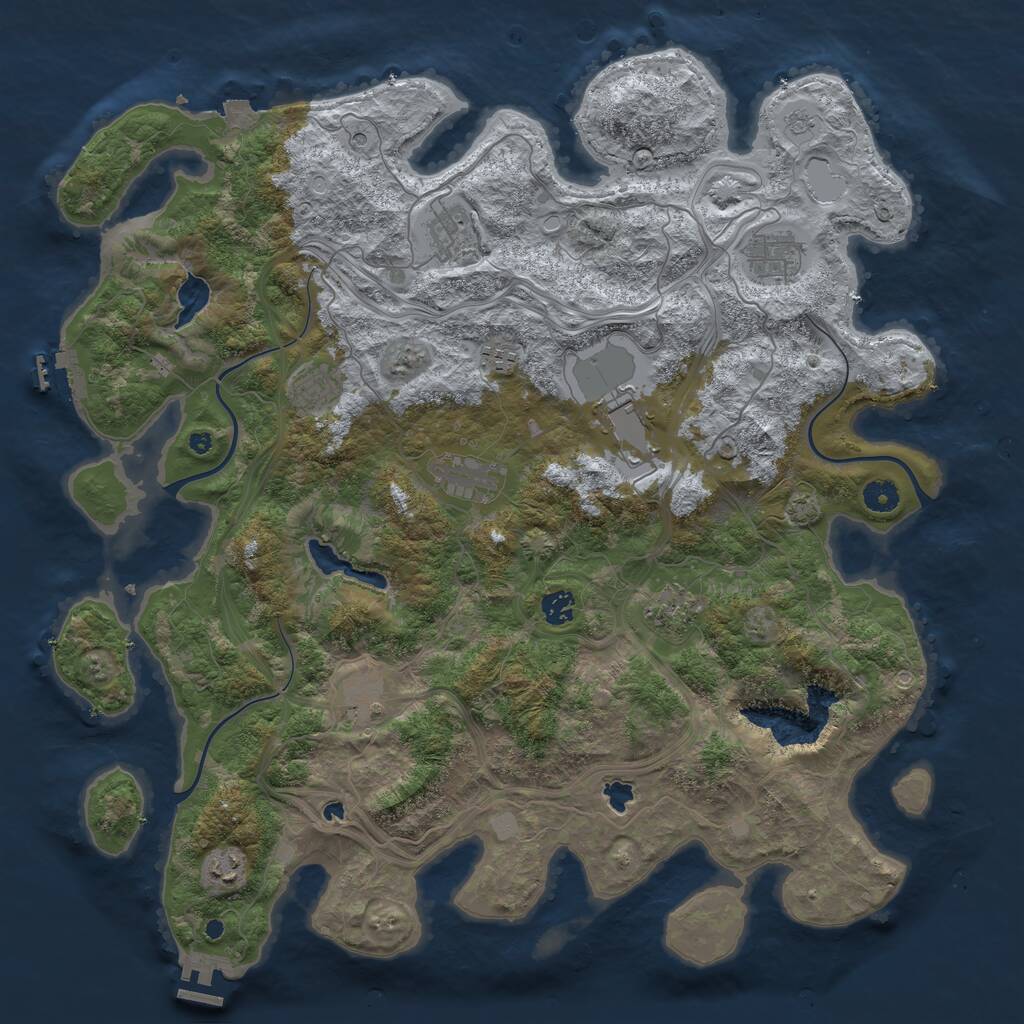 Rust Map: Procedural Map, Size: 4500, Seed: 951306679, 16 Monuments