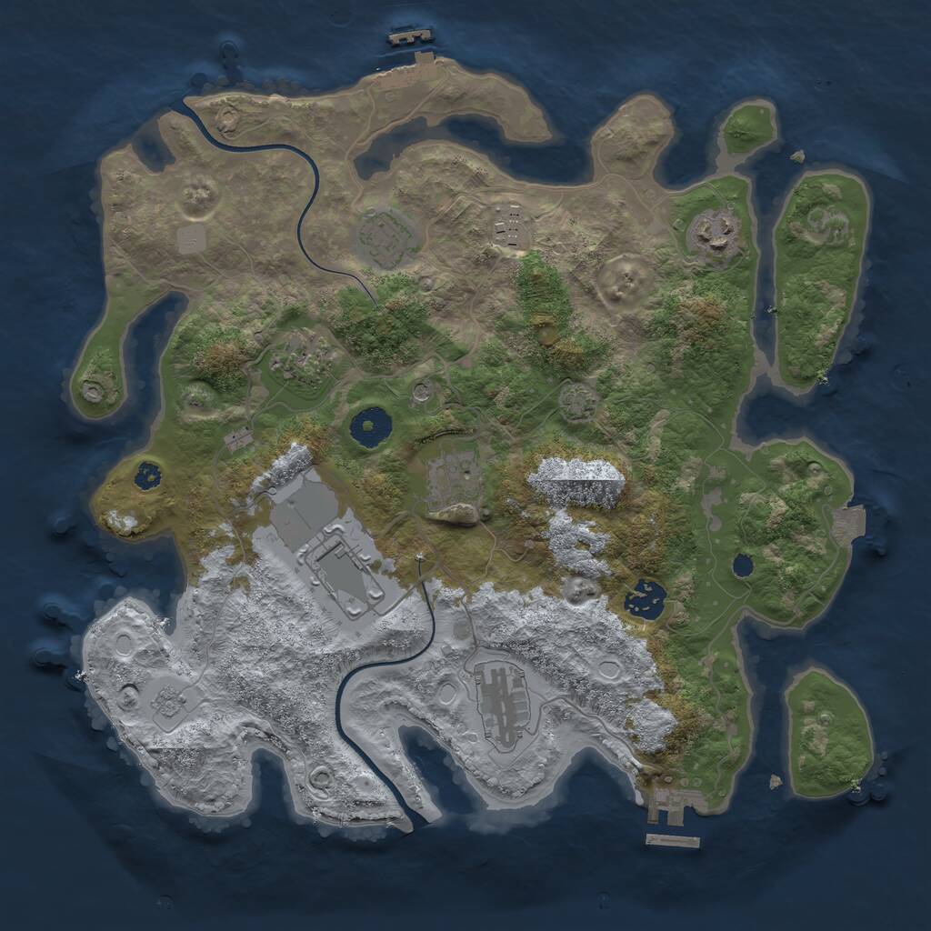 Rust Map: Procedural Map, Size: 3500, Seed: 1083170769, 14 Monuments