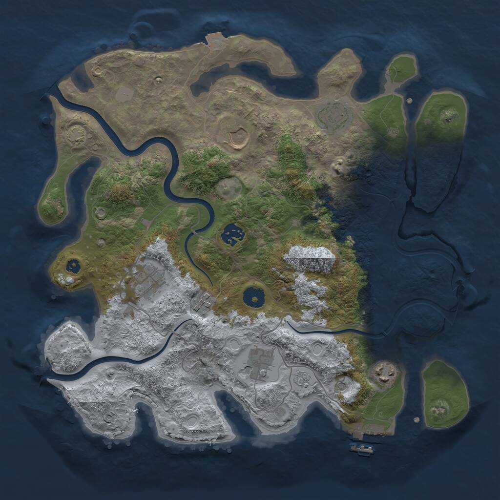 Rust Map: Procedural Map, Size: 3500, Seed: 1083170769, 12 Monuments