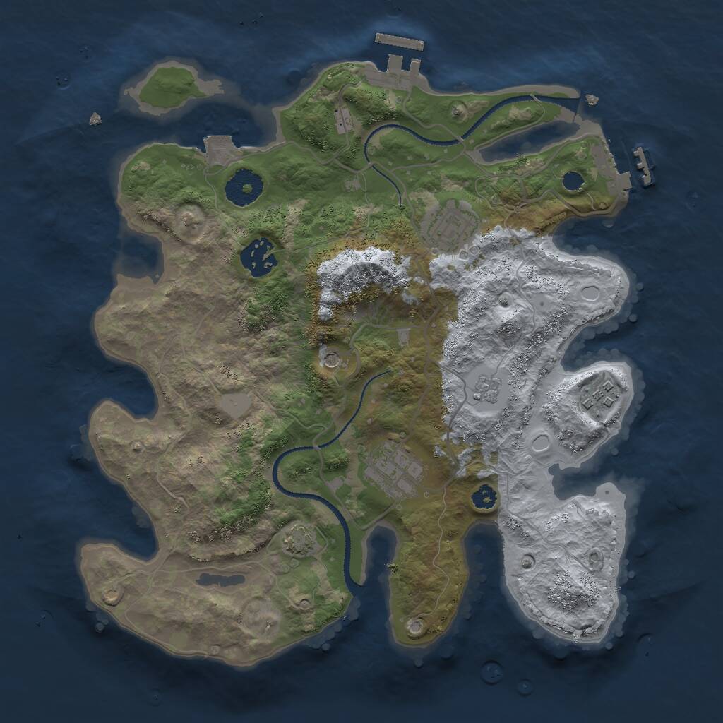 Rust Map: Procedural Map, Size: 3000, Seed: 20132024, 10 Monuments