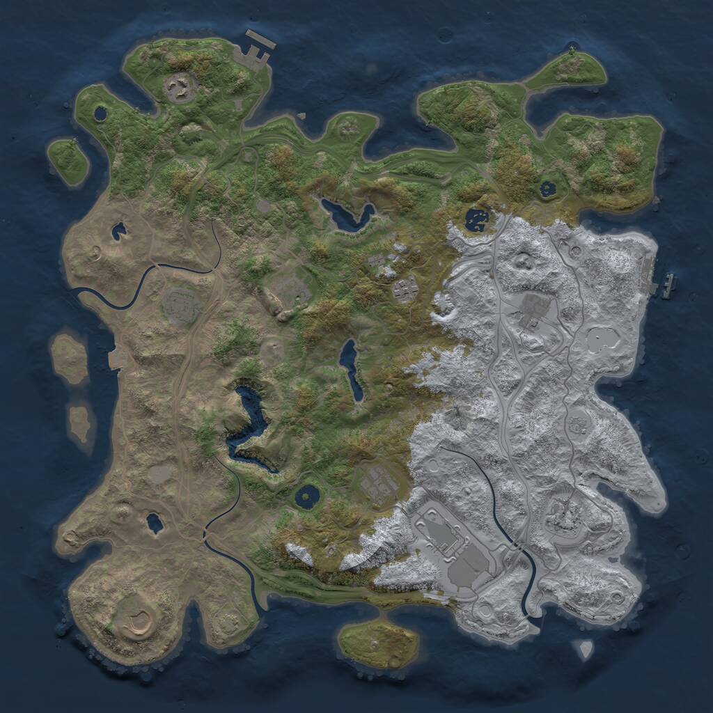 Rust Map: Procedural Map, Size: 4500, Seed: 789855159, 16 Monuments