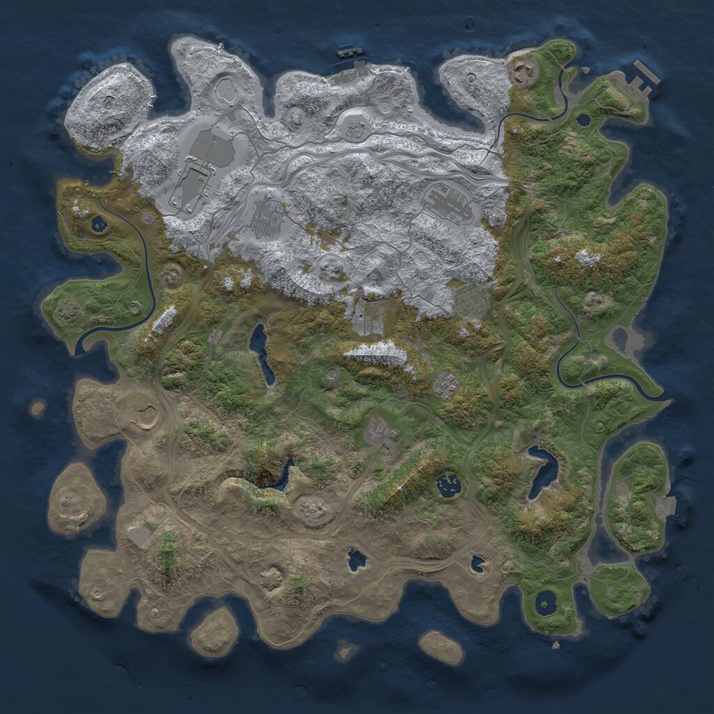 Rust Map: Procedural Map, Size: 4500, Seed: 335724554, 16 Monuments