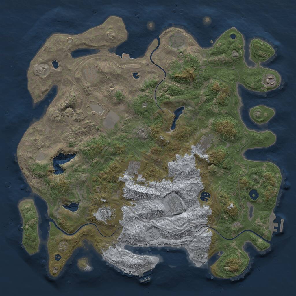 Rust Map: Procedural Map, Size: 4500, Seed: 660770442, 16 Monuments