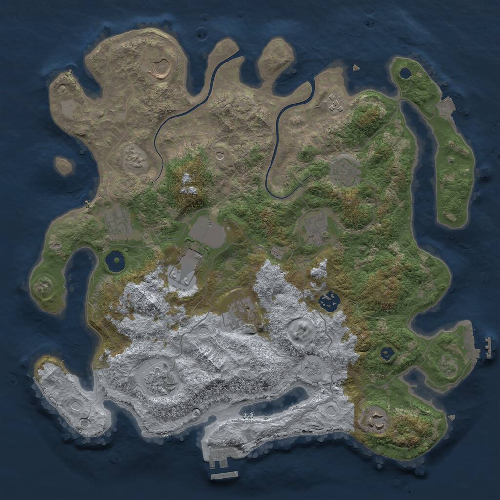 Rust Map: Procedural Map, Size: 3750, Seed: 1304950327, 16 Monuments