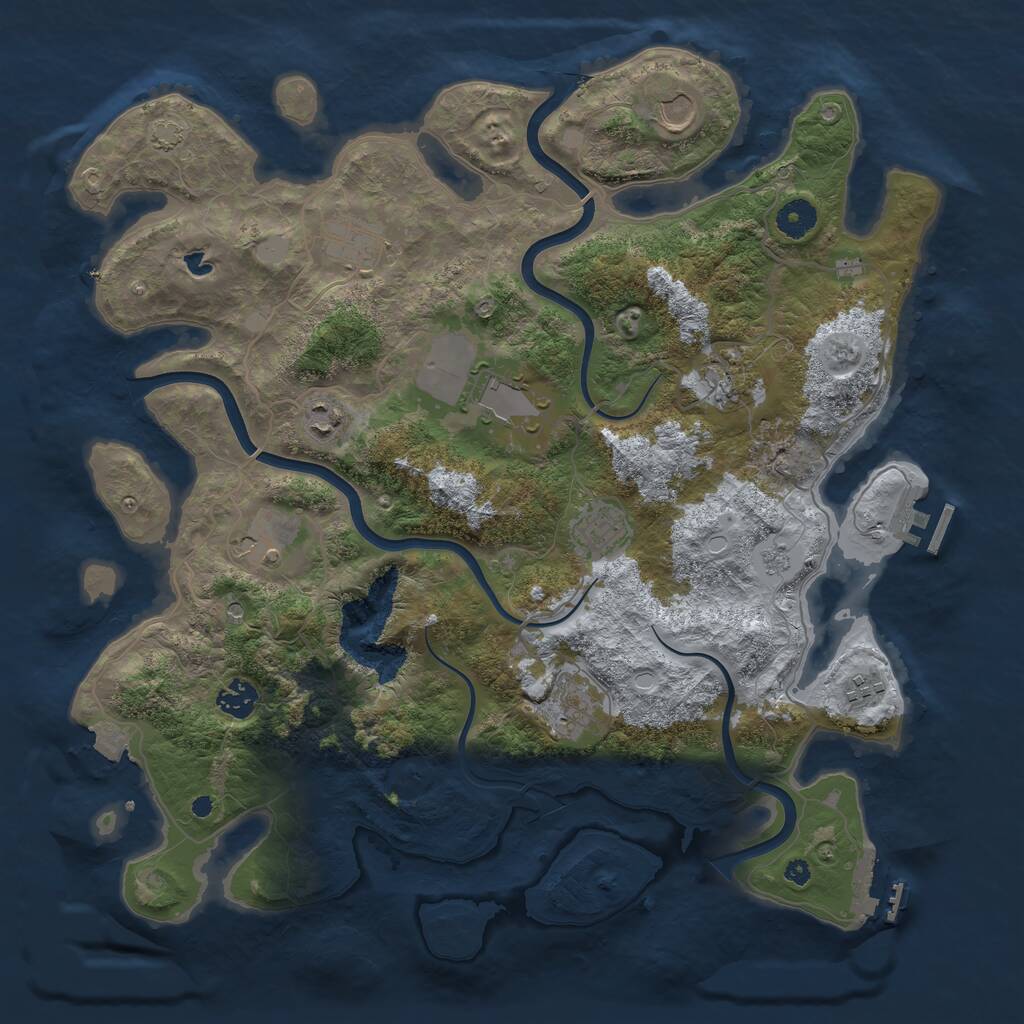 Rust Map: Procedural Map, Size: 4000, Seed: 742324141, 16 Monuments