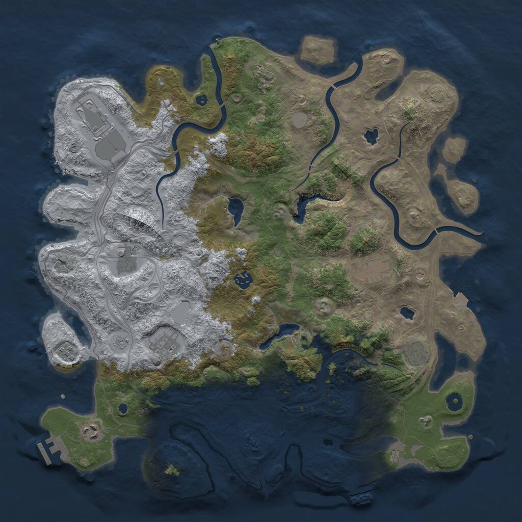 Rust Map: Procedural Map, Size: 4500, Seed: 1233466485, 15 Monuments