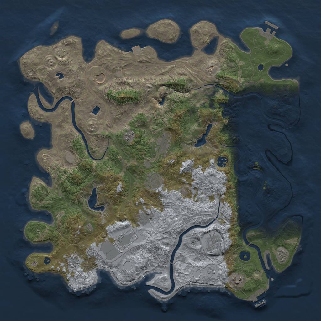 Rust Map: Procedural Map, Size: 4500, Seed: 147308458, 16 Monuments
