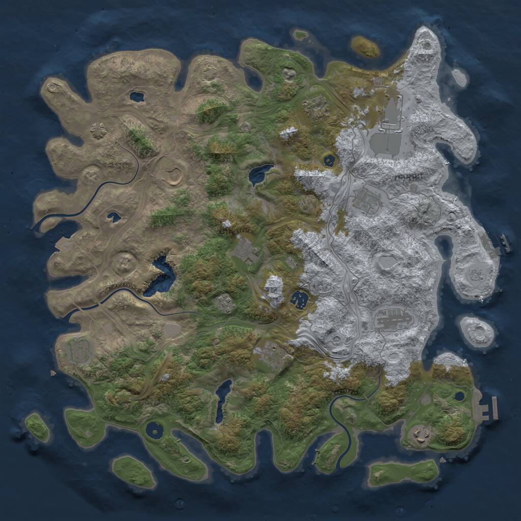 Rust Map: Procedural Map, Size: 4500, Seed: 1070971876, 17 Monuments