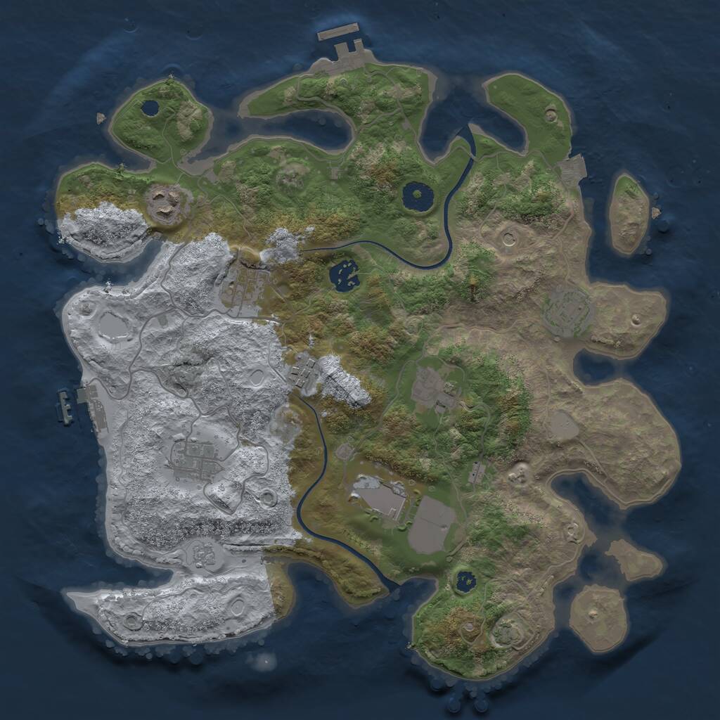 Rust Map: Procedural Map, Size: 3500, Seed: 1089166411, 14 Monuments