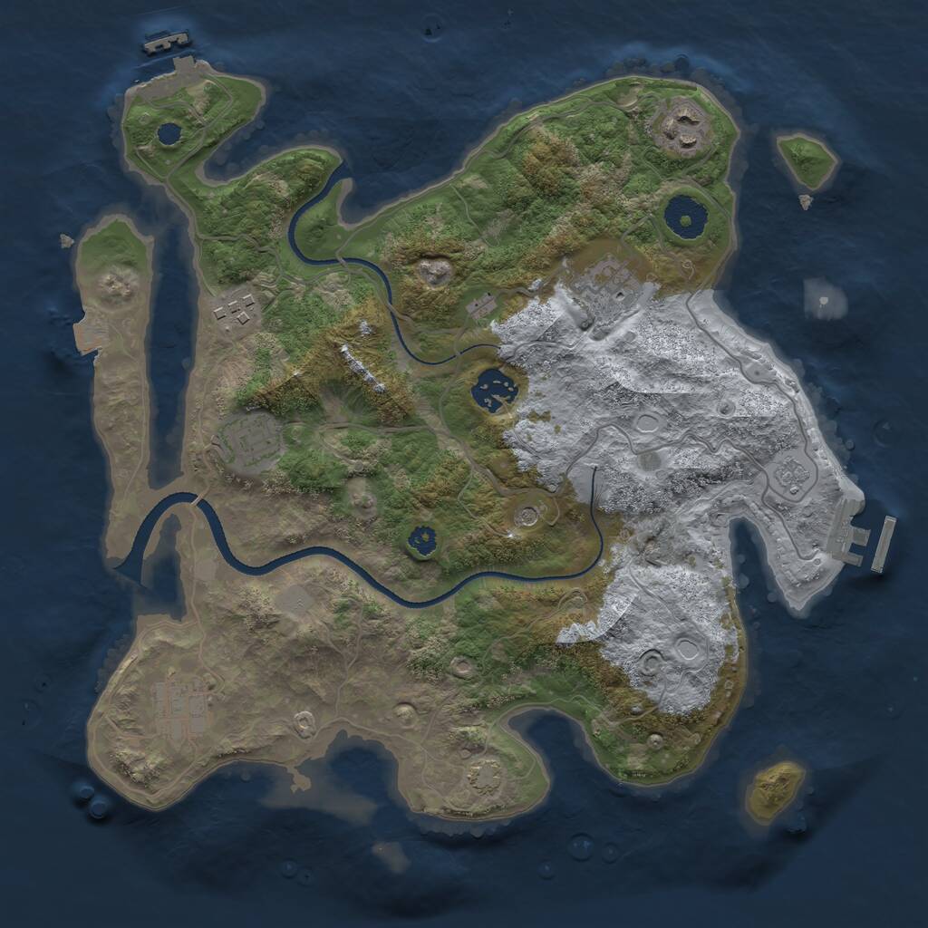 Rust Map: Procedural Map, Size: 3300, Seed: 622821155, 12 Monuments