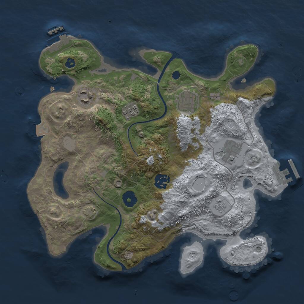 Rust Map: Procedural Map, Size: 3000, Seed: 590003535, 10 Monuments