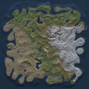 Thumbnail Rust Map: Procedural Map, Size: 5000, Seed: 1697378710, 17 Monuments