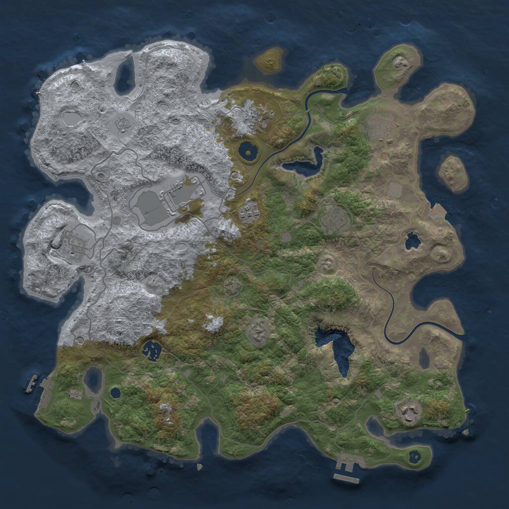 Rust Map: Procedural Map, Size: 4000, Seed: 1437, 14 Monuments