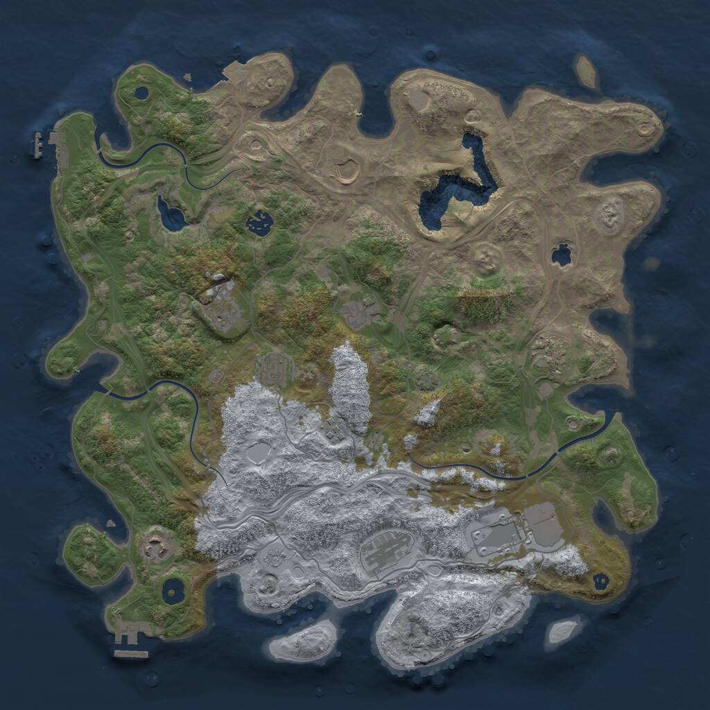 Rust Map: Procedural Map, Size: 4250, Seed: 833242513, 16 Monuments