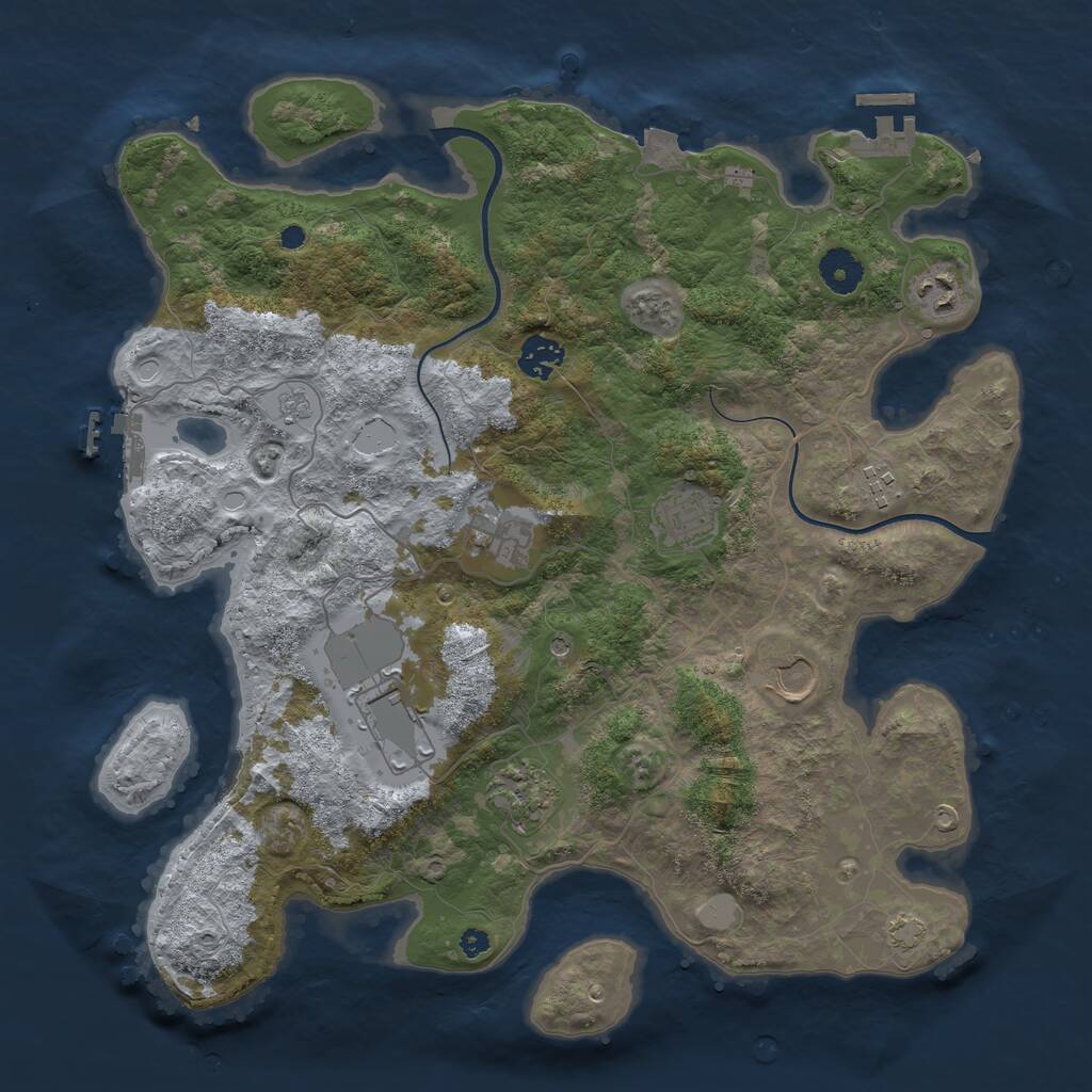 Rust Map: Procedural Map, Size: 3750, Seed: 737730771, 14 Monuments