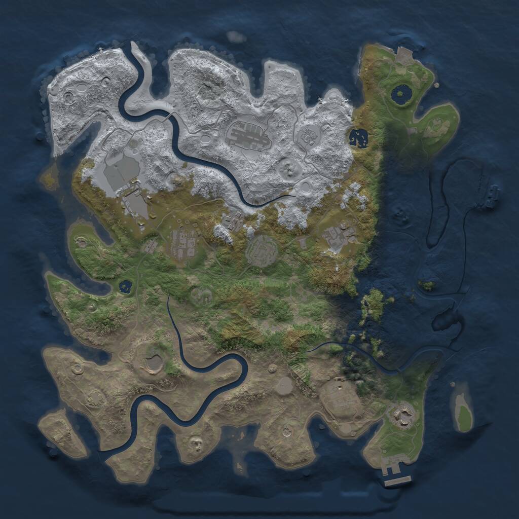 Rust Map: Procedural Map, Size: 3900, Seed: 380, 16 Monuments