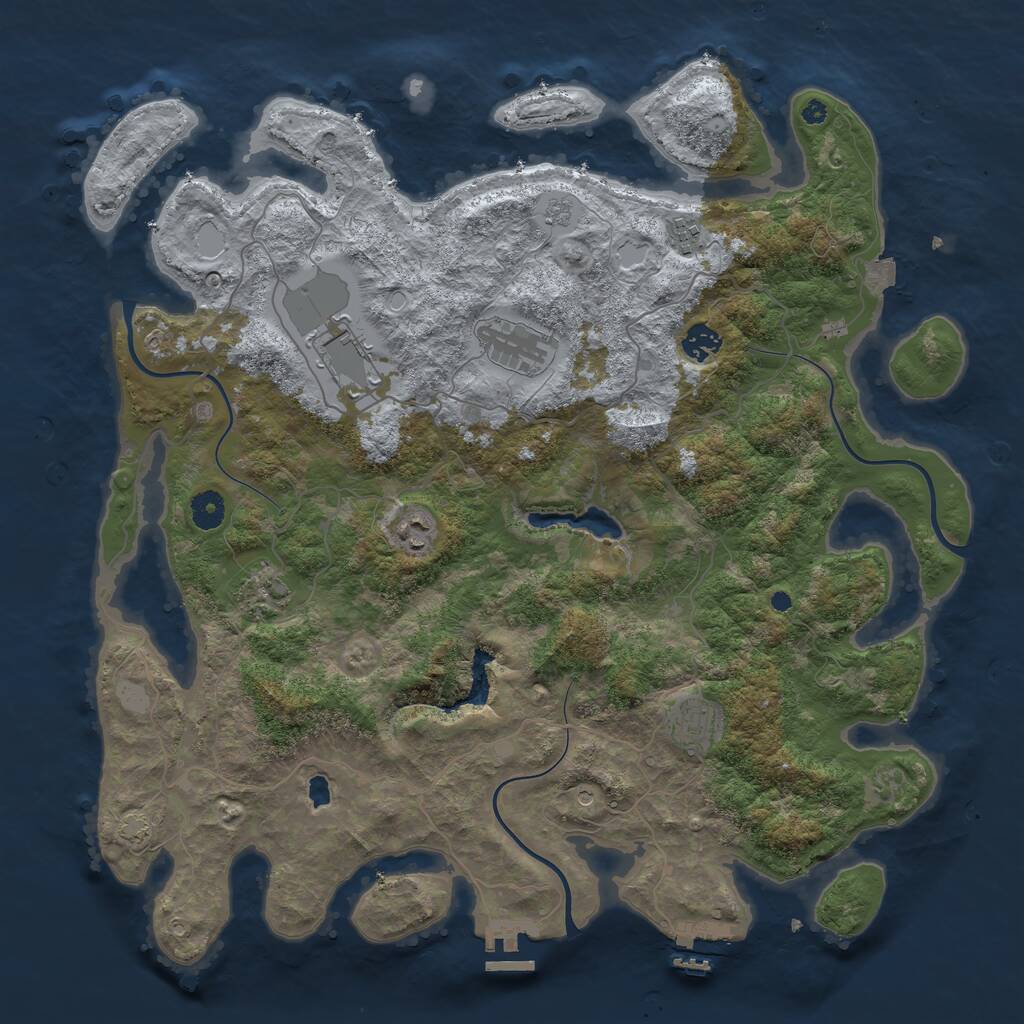 Rust Map: Procedural Map, Size: 4200, Seed: 318850288, 13 Monuments