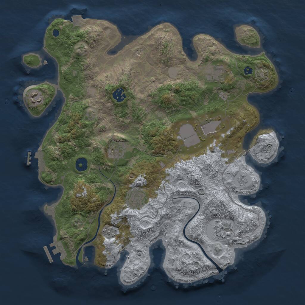 Rust Map: Procedural Map, Size: 3500, Seed: 2067946201, 14 Monuments