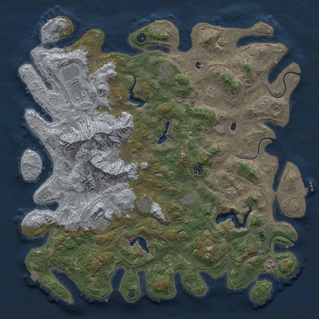 Rust Map: Procedural Map, Size: 5000, Seed: 1730131851, 14 Monuments