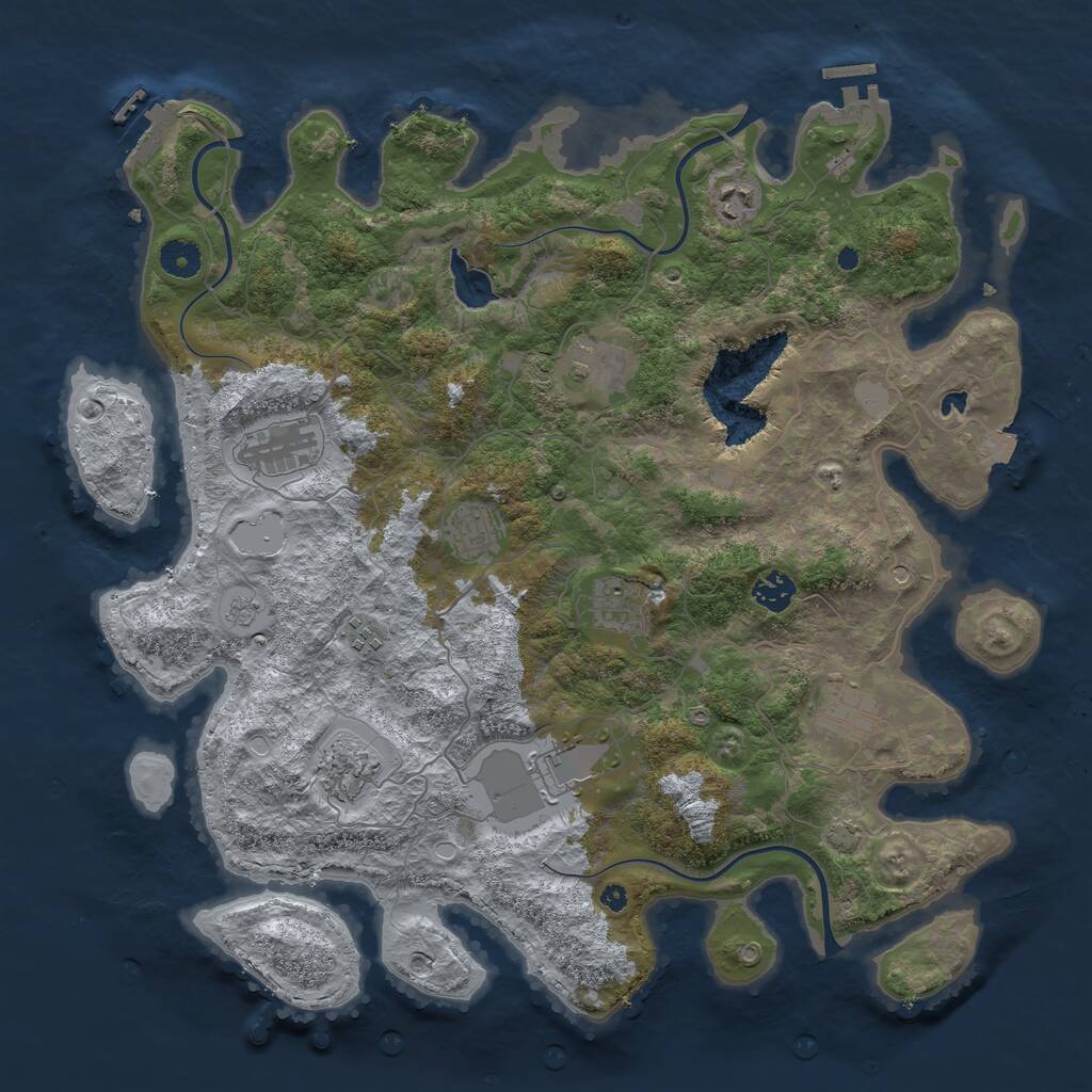 Rust Map: Procedural Map, Size: 4100, Seed: 790606236, 16 Monuments