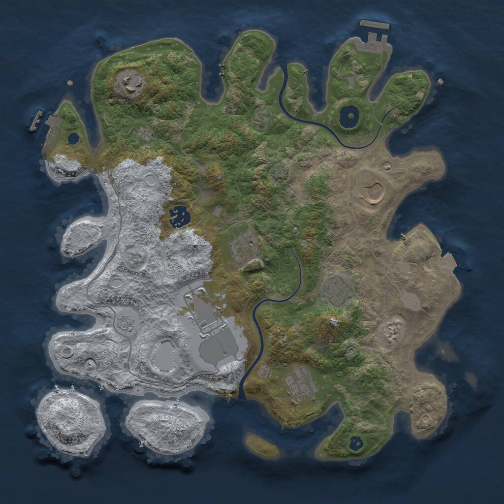 Rust Map: Procedural Map, Size: 3500, Seed: 842, 12 Monuments