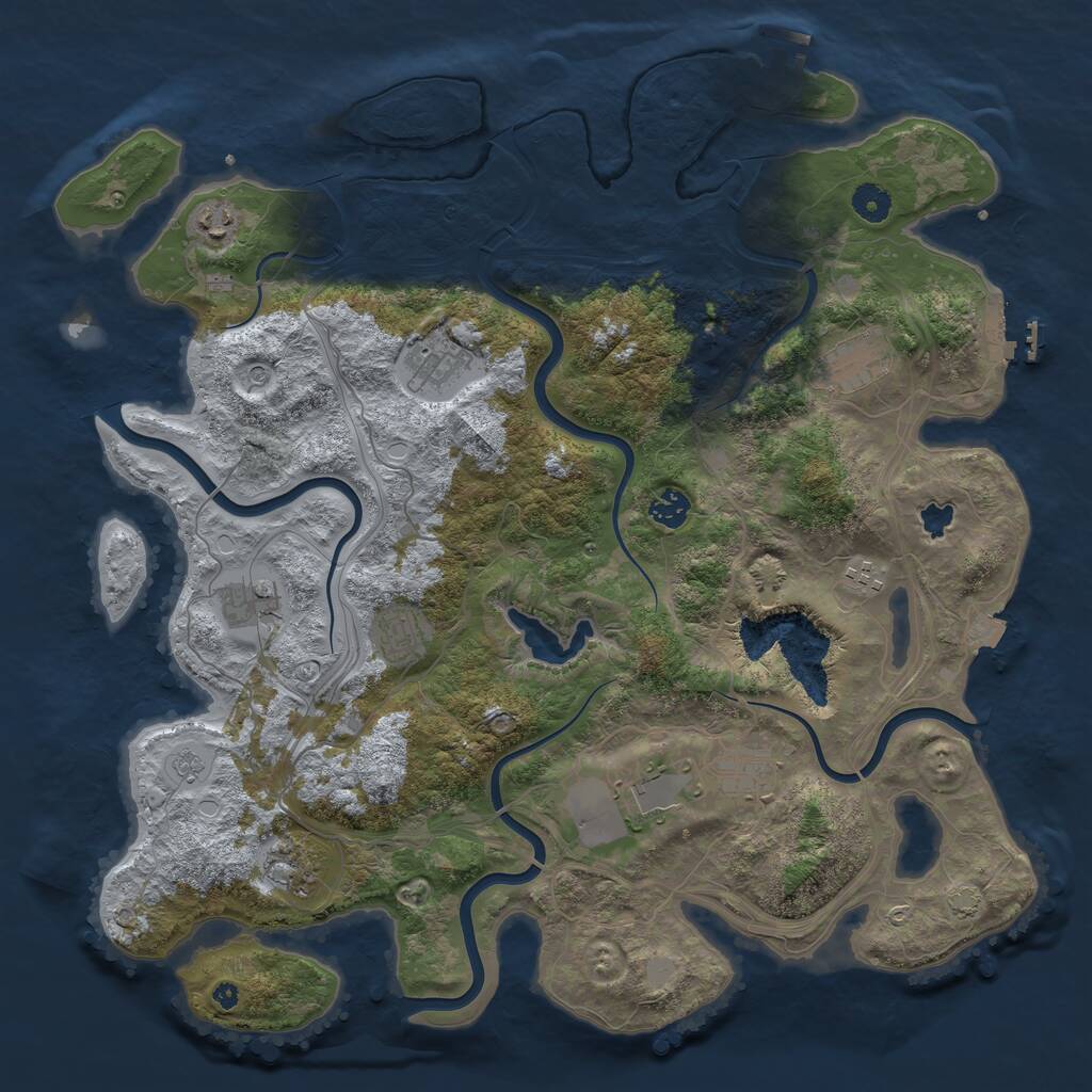 Rust Map: Procedural Map, Size: 4250, Seed: 702180818, 16 Monuments