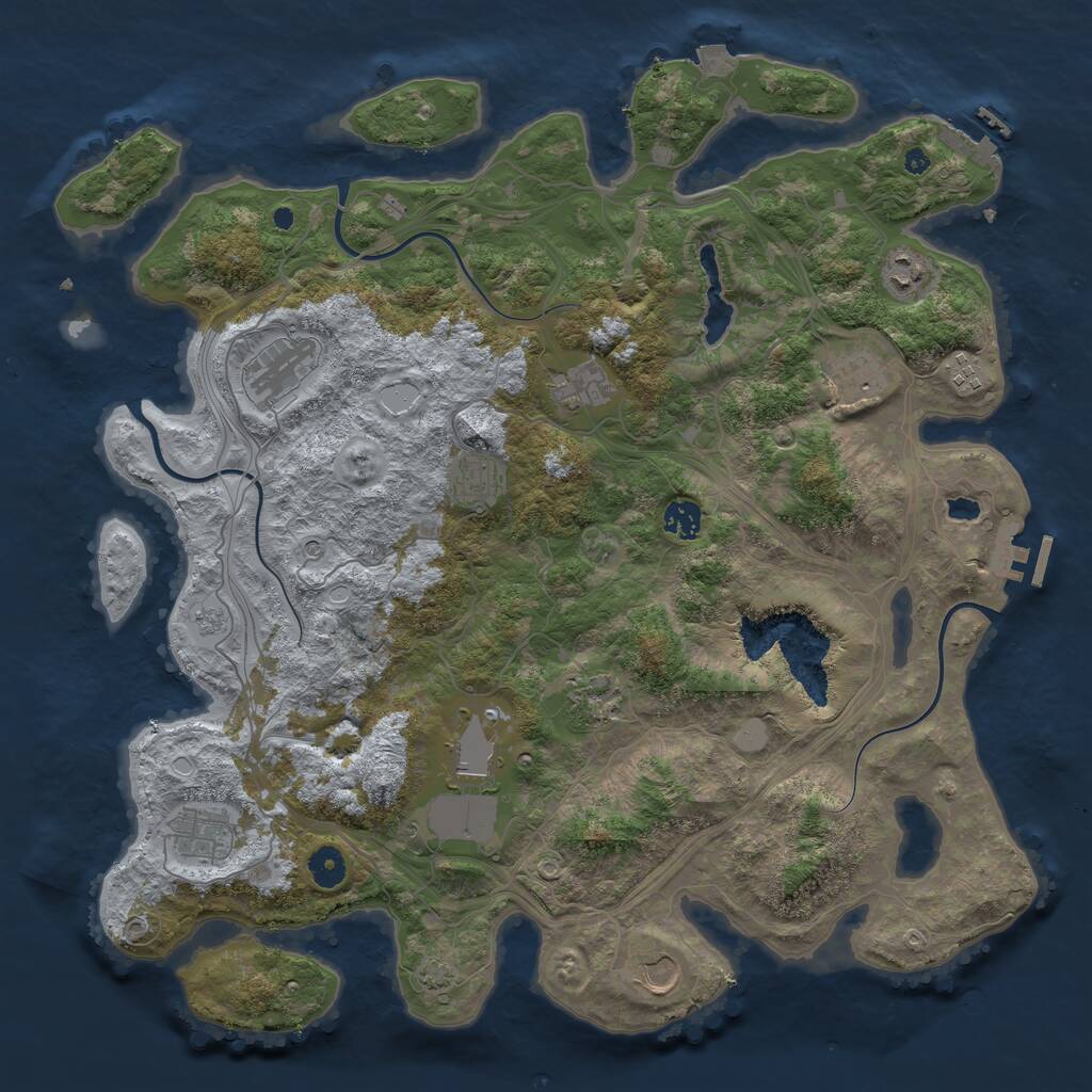 Rust Map: Procedural Map, Size: 4250, Seed: 702180818, 17 Monuments