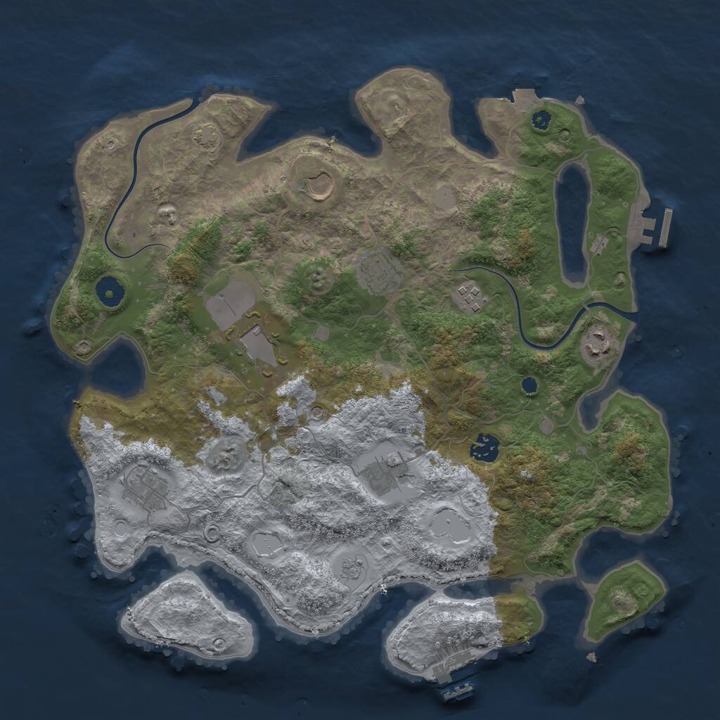 Rust Map: Procedural Map, Size: 3750, Seed: 552463, 14 Monuments