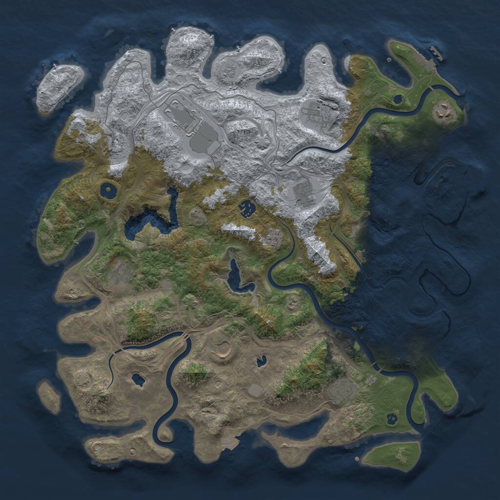 Rust Map: Procedural Map, Size: 4500, Seed: 844845975, 16 Monuments