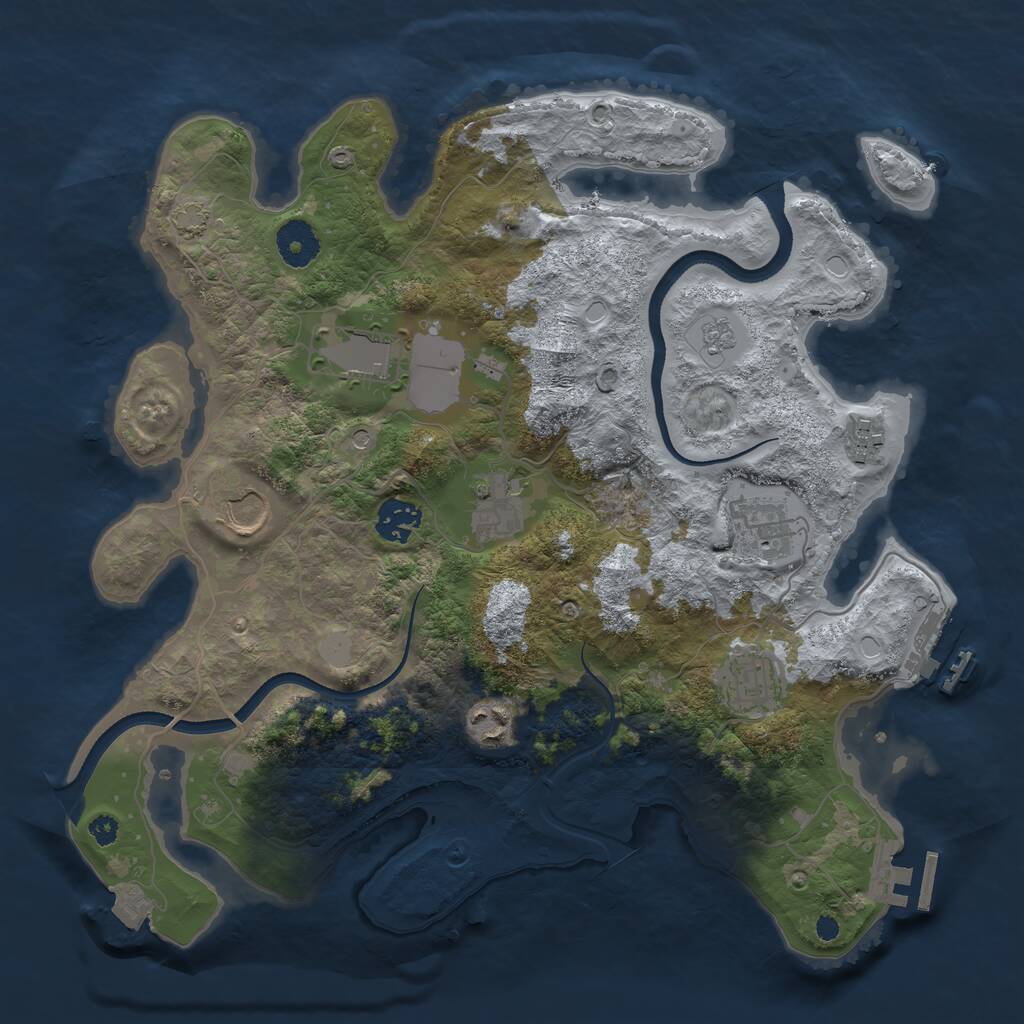 Rust Map: Procedural Map, Size: 3500, Seed: 1652860721, 14 Monuments