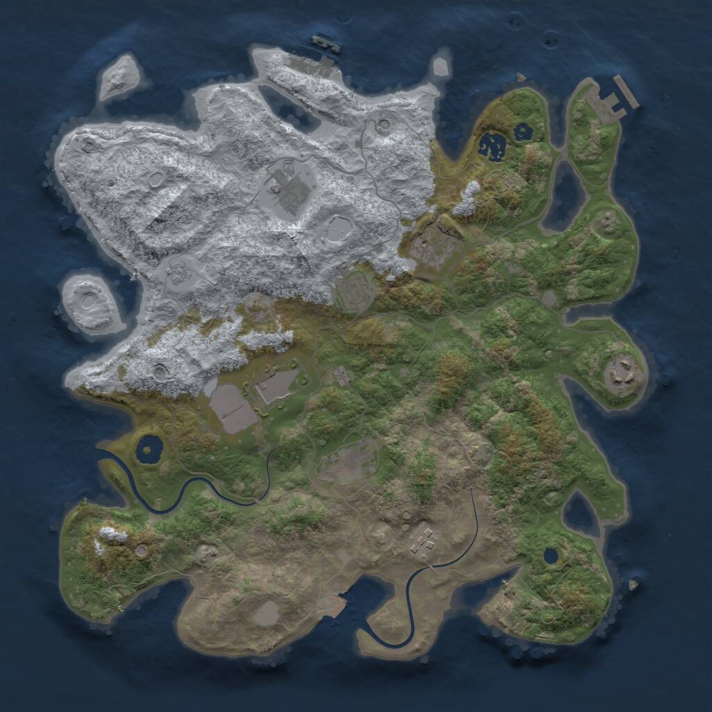 Rust Map: Procedural Map, Size: 3750, Seed: 584005457, 14 Monuments