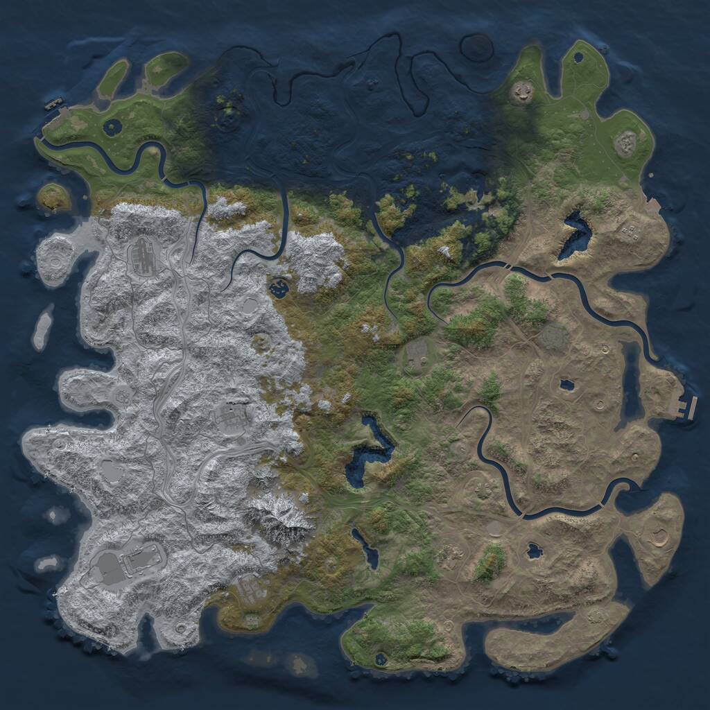 Rust Map: Procedural Map, Size: 6000, Seed: 55205353, 17 Monuments