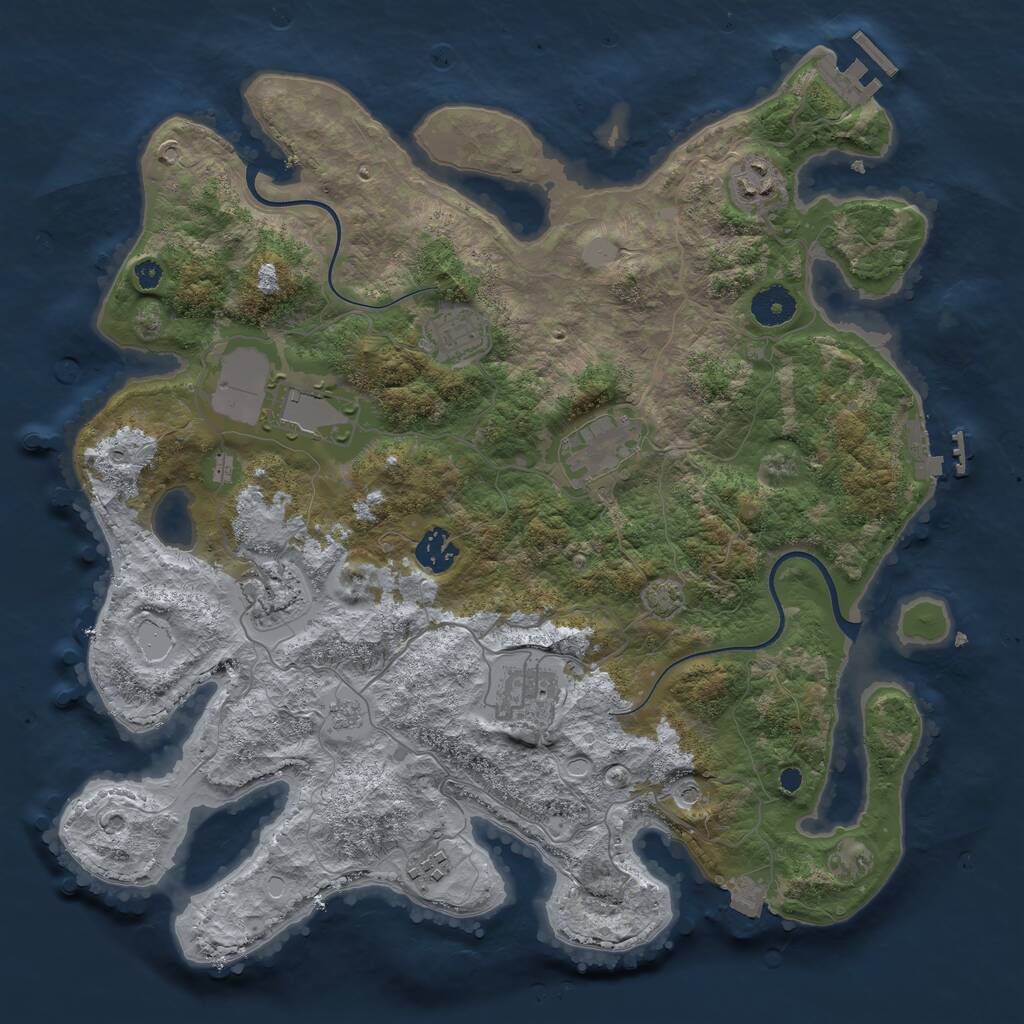 Rust Map: Procedural Map, Size: 3700, Seed: 841728262, 14 Monuments