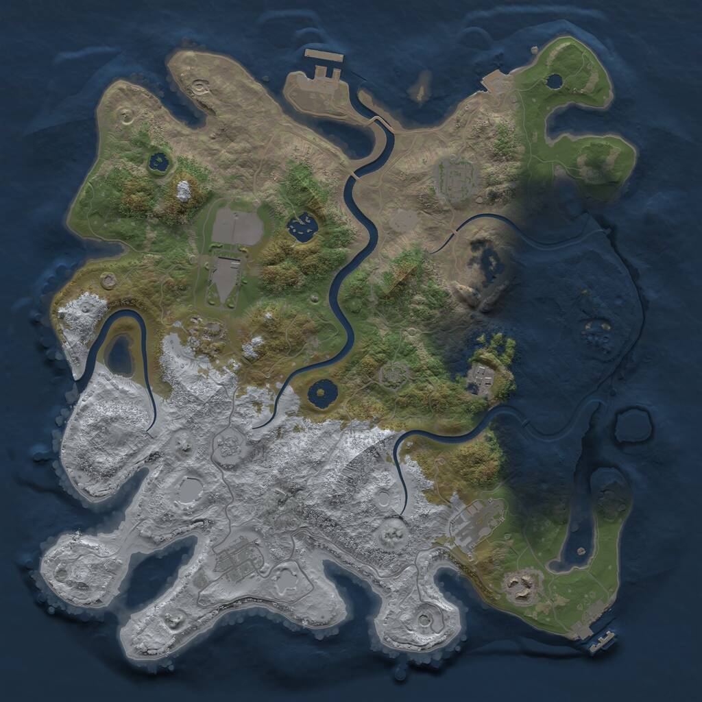 Rust Map: Procedural Map, Size: 3700, Seed: 841728262, 15 Monuments