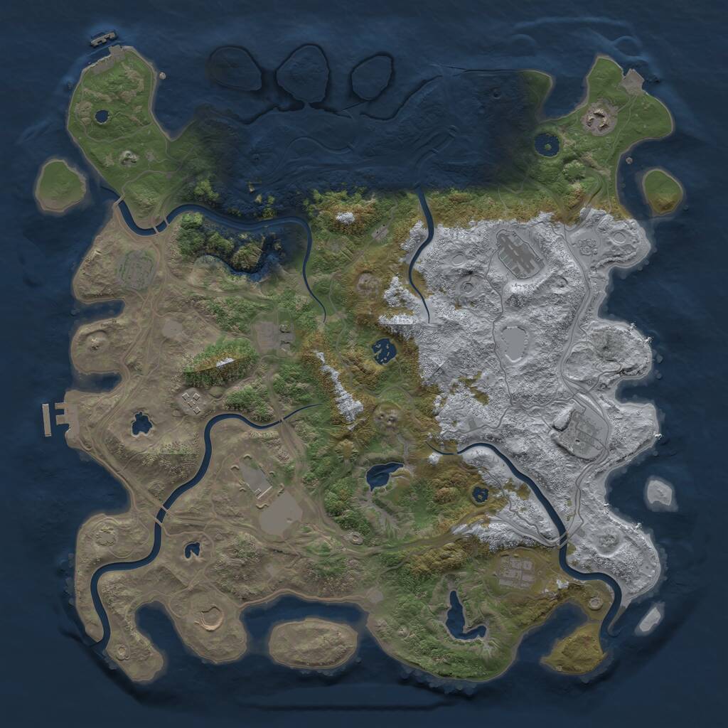 Rust Map: Procedural Map, Size: 4500, Seed: 1623151056, 16 Monuments
