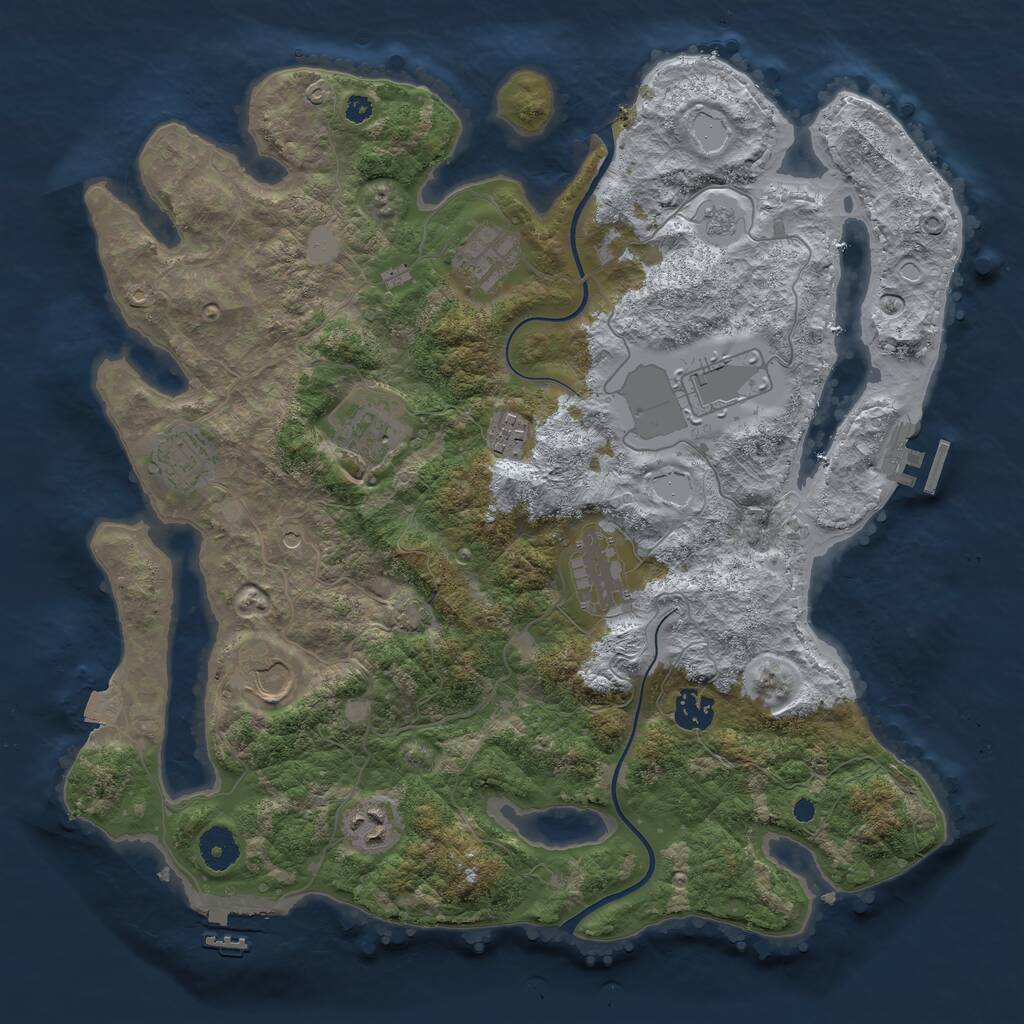 Rust Map: Procedural Map, Size: 3750, Seed: 646053098, 15 Monuments