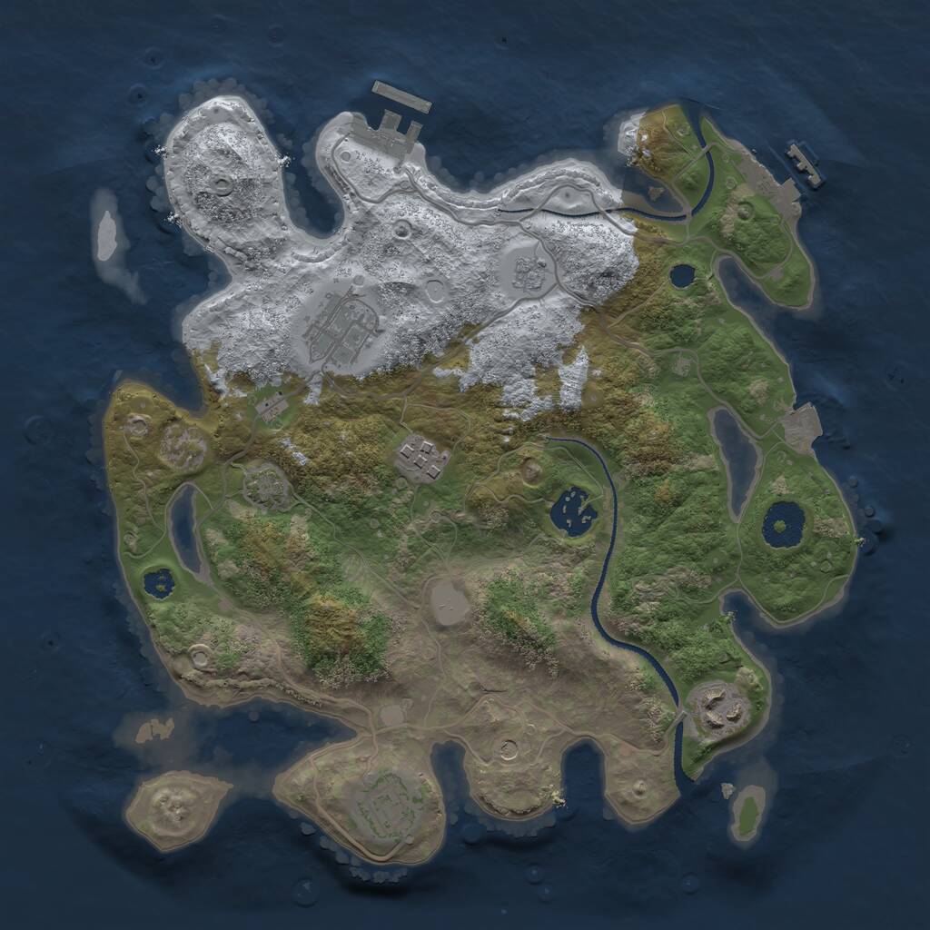 Rust Map: Procedural Map, Size: 3100, Seed: 2072912153, 11 Monuments