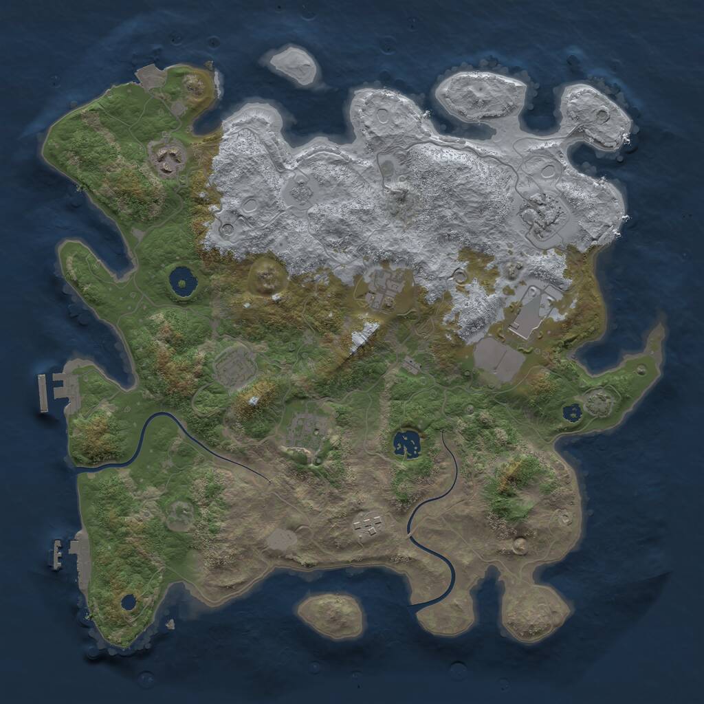 Rust Map: Procedural Map, Size: 3750, Seed: 1485902488, 14 Monuments