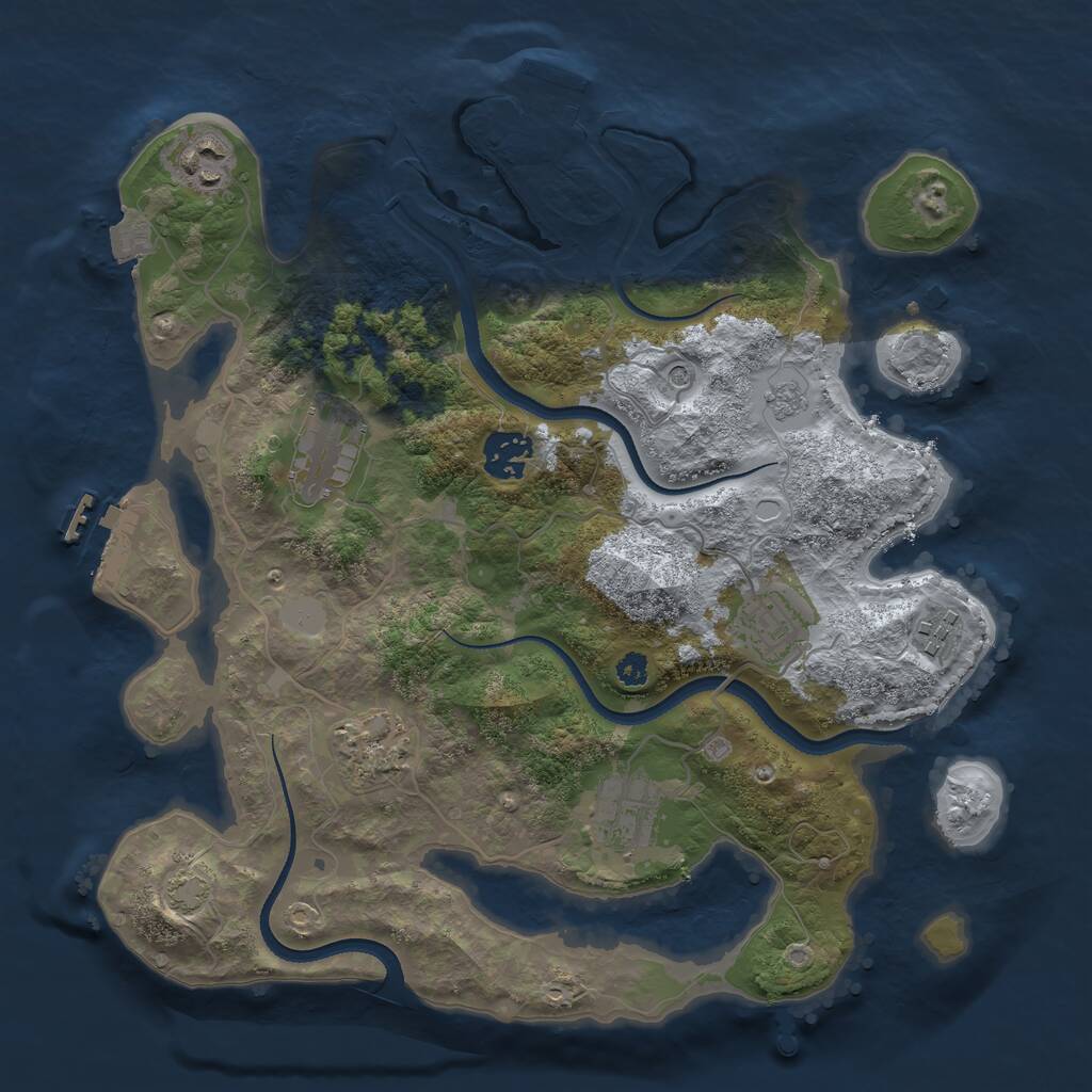 Rust Map: Procedural Map, Size: 3300, Seed: 1450384892, 13 Monuments