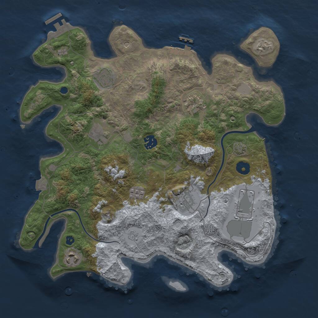 Rust Map: Procedural Map, Size: 3500, Seed: 1807684213, 14 Monuments